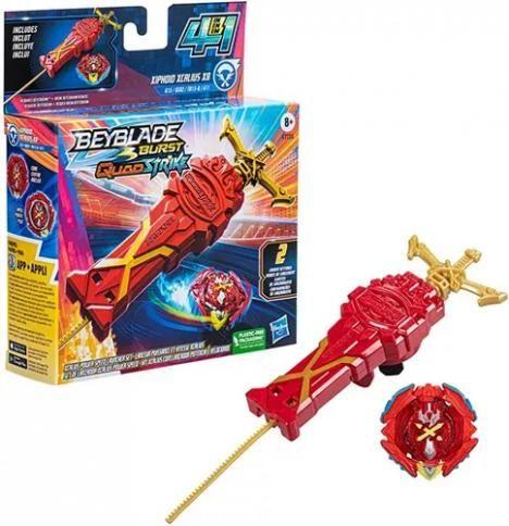 Beyblade Quad Strike 4 em 1 - Kit Xiphoid Xcalius X8 C/ lançador